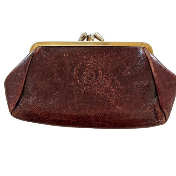 Vintage 80s Australian Leather Purse Red Embroidered Double Pouch Compartment‎ - Picture 1 of 4